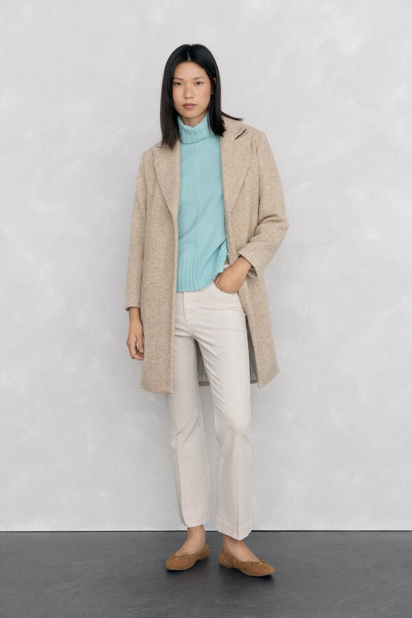 Pedro del Hierro Cropped flare velvet pants Ecru