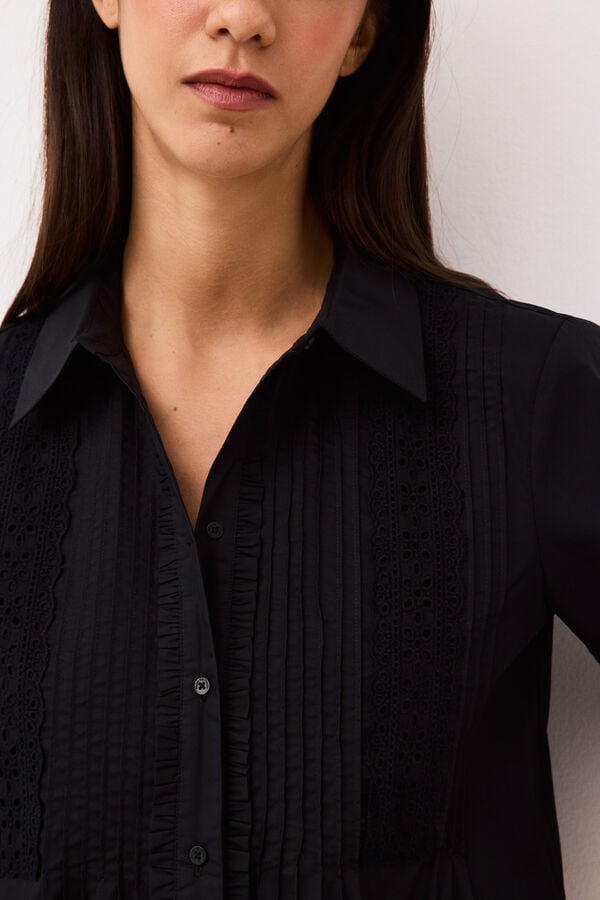 Pedro del Hierro Embroidered romantic blouse Black