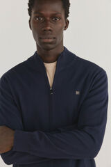 Pedro del Hierro Fine premium cotton zip fastening cardigan Blue