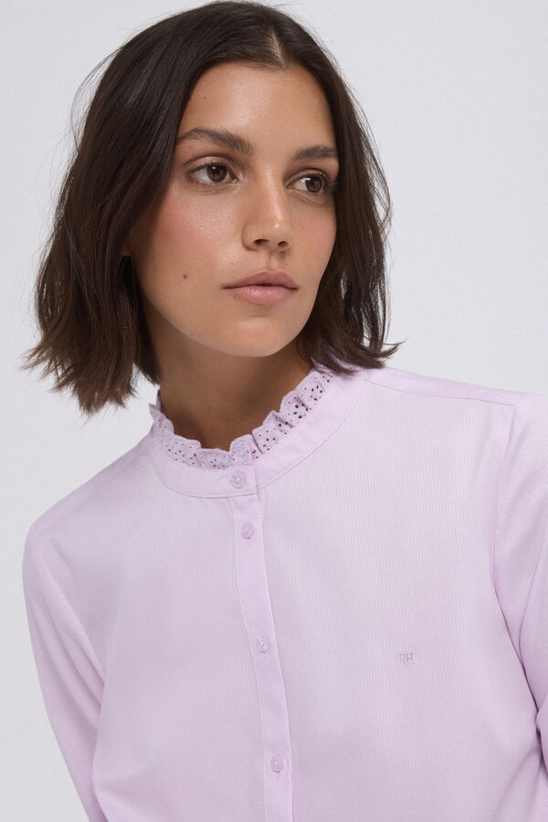 Pedro del Hierro Basic shirt with embroidered ruffle detail Pink