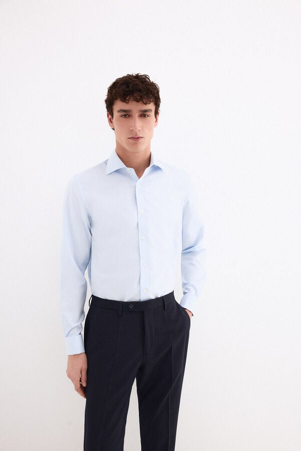 Pedro del Hierro Non-iron stain-resistant French cuff shirt Blue