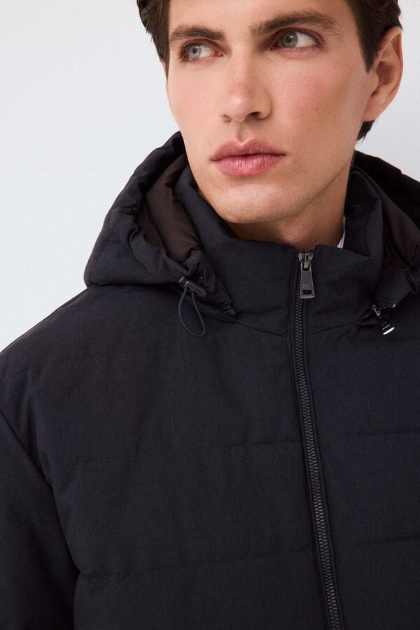 Pedro del Hierro Grey melange fabric puffer jacket Grey