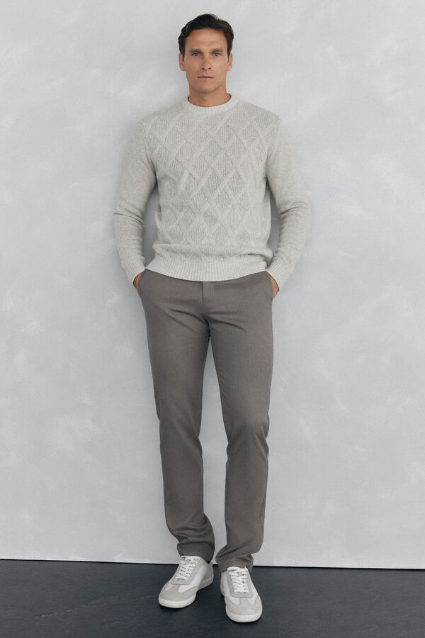 Pedro del Hierro Slim-fit print chinos pants Beige