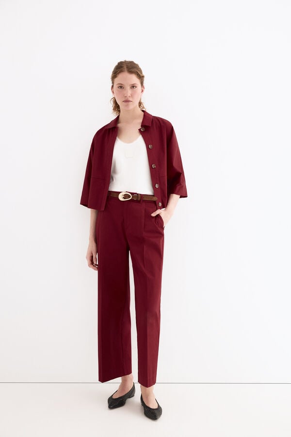 Pedro del Hierro Classic wide leg trousers Burgundy