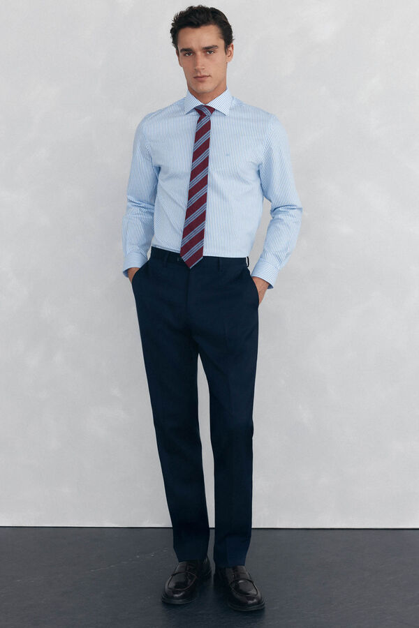 Pedro del Hierro Striped dress shirt, non-iron + anti-stain Blue