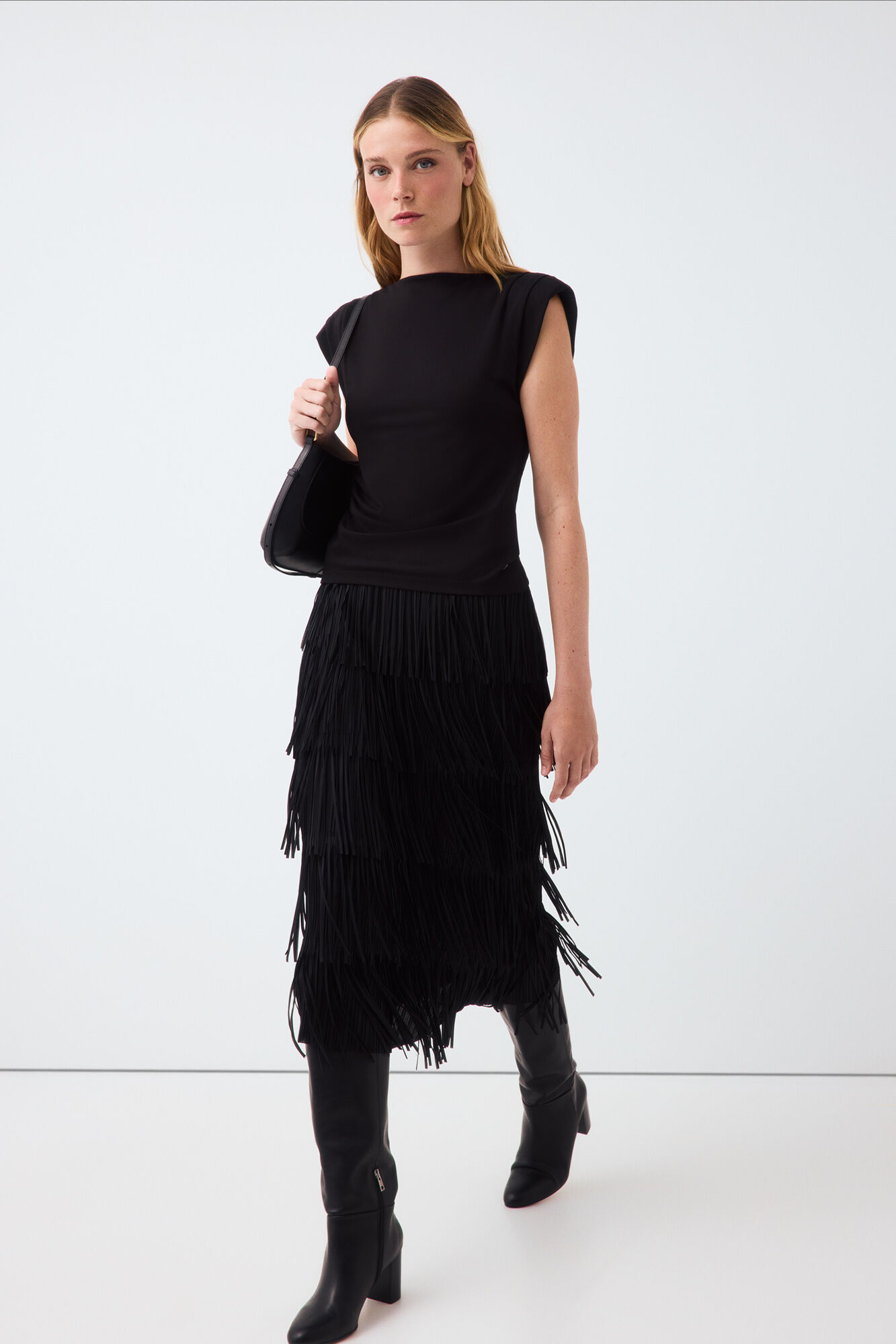 Pedro del Hierro Fringed straight skirt