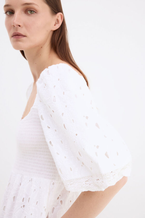 Pedro del Hierro Embroidered cotton dress White