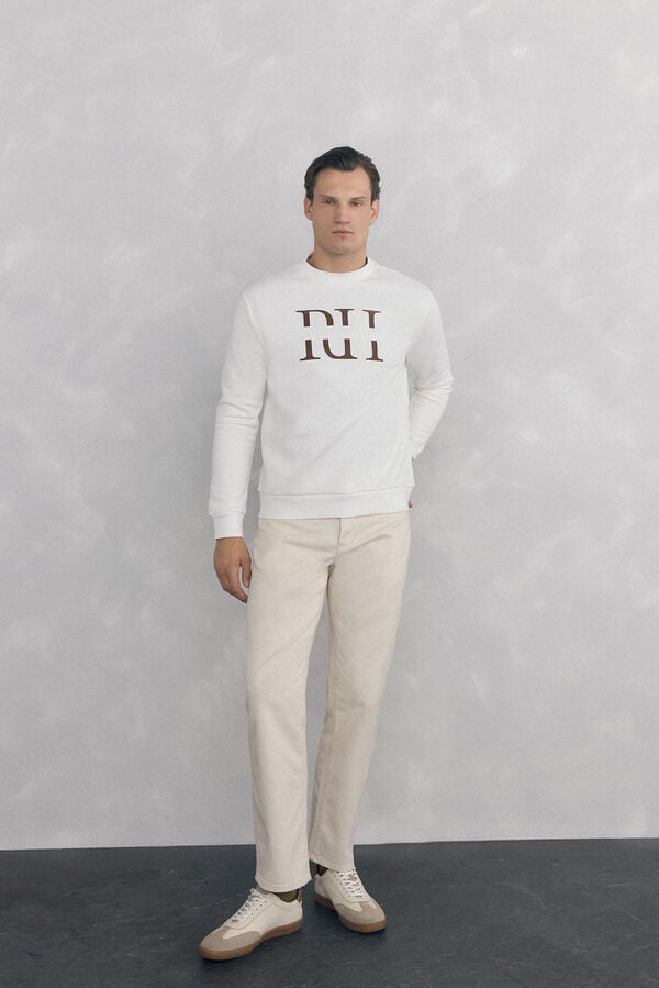 Pedro del Hierro Logo crew neck sweatshirt Ecru