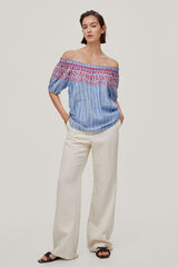 Pedro del Hierro Blusa off shoulders bordados Azul
