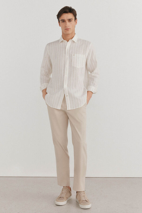 Pedro del Hierro Striped linen shirt White