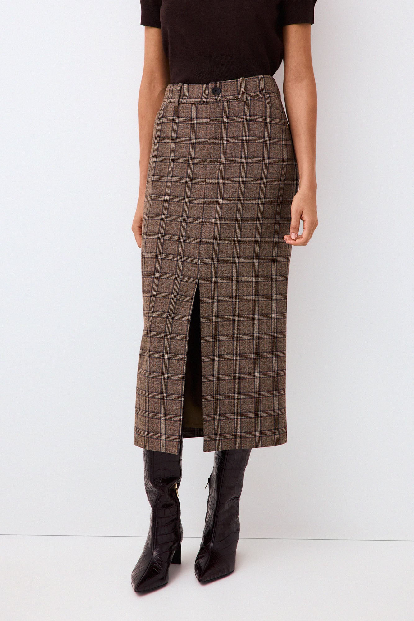 Pedro del Hierro Plaid straight skirt