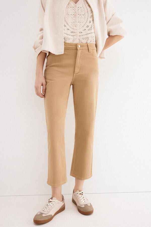 Pedro del Hierro Basic straight capri jeans Beige