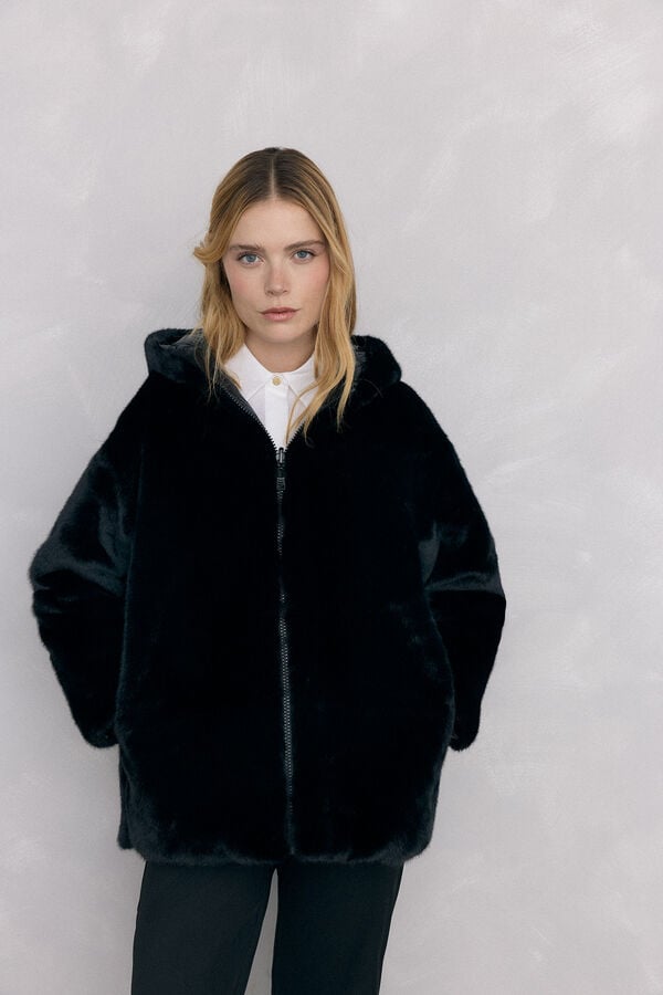 Pedro del Hierro reversible fur parka Black