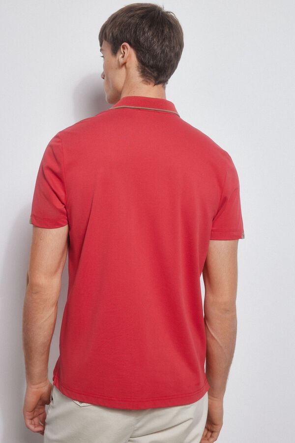 Pedro del Hierro Logos tipped polo shirt Red