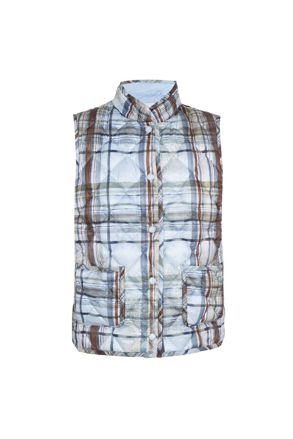 Pedro del Hierro Plaid puffer gilet Blue