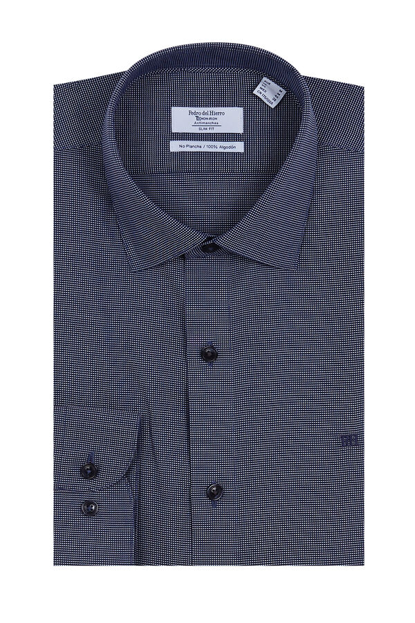 Pedro del Hierro Non-iron + anti-stain slim fit dress shirt Blue