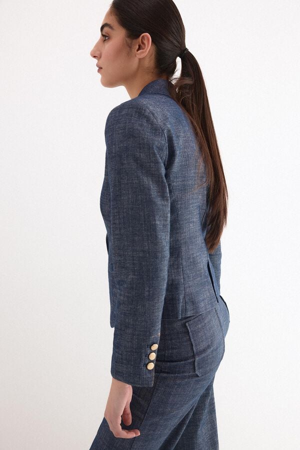 Pedro del Hierro Blazer crop efecto denim Azul