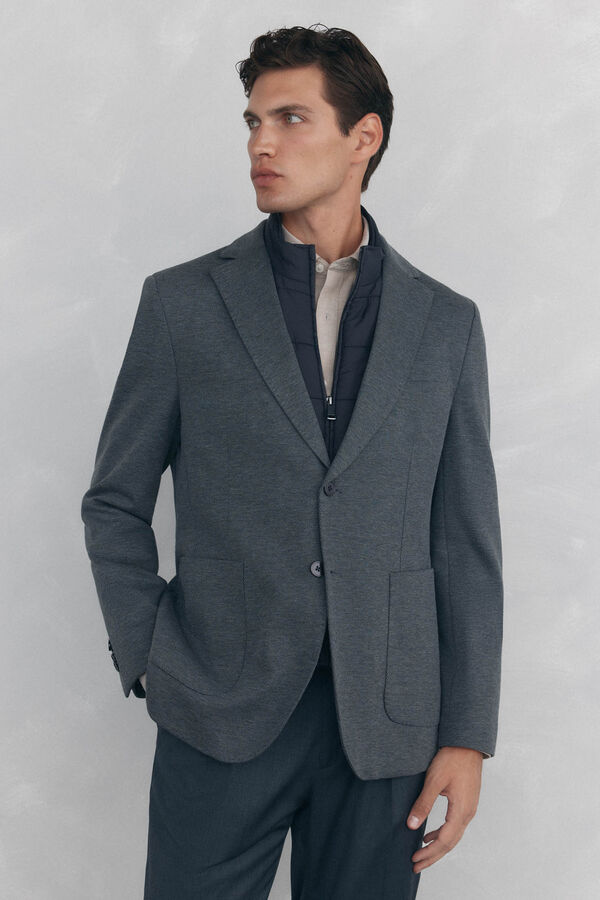 Pedro del Hierro Basic jersey-knit blazer with removable lining Grey