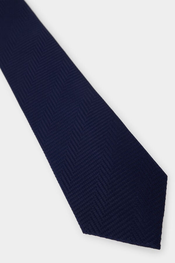 Pedro del Hierro Extra-fine silk tie Blue