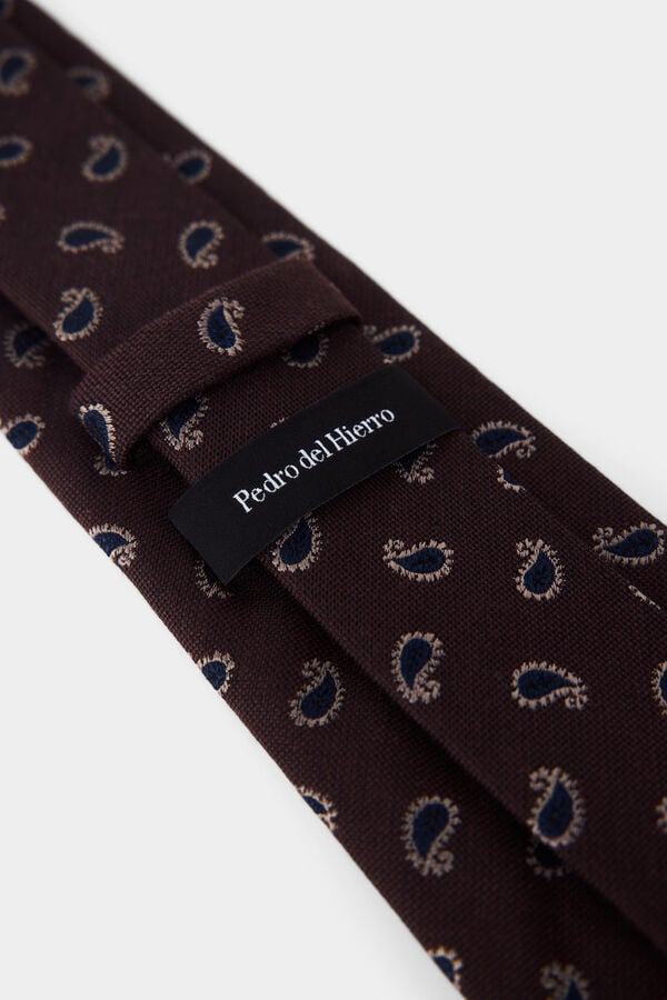 Pedro del Hierro Extra-fine silk tie Brown