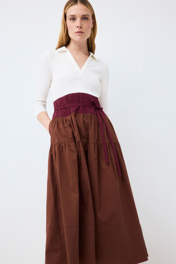 Pedro del Hierro Combined three-quarter sleeve dress Brown