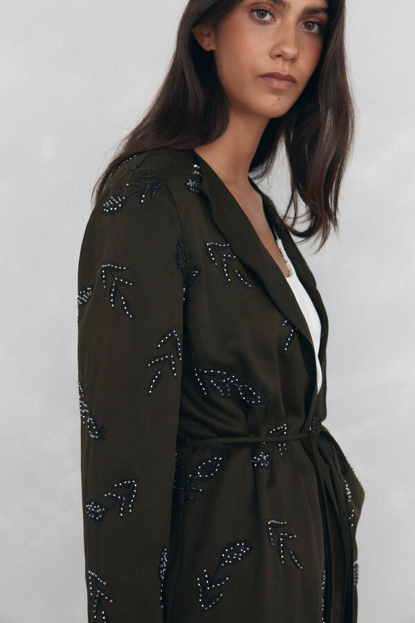 Pedro del Hierro Long embroidered vest Brown