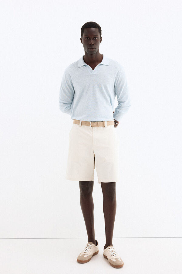 Pedro del Hierro Lightweight elasticated Bermuda shorts Ecru