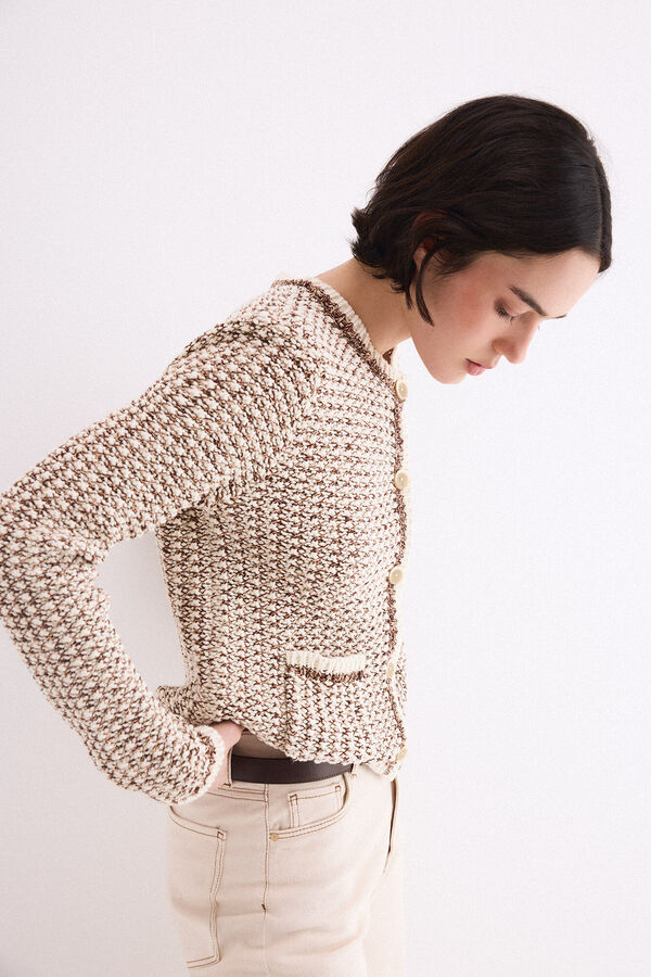 Pedro del Hierro Multicoloured textured jersey-knit jacket Ecru