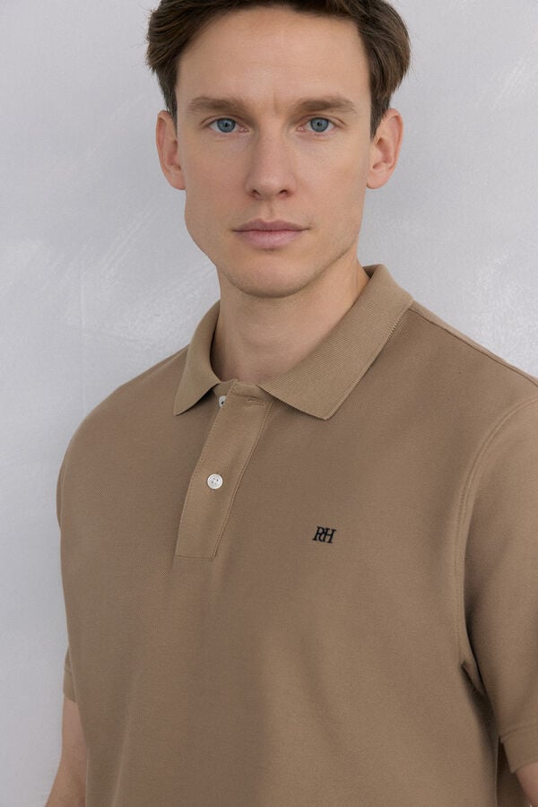 Pedro del Hierro Basic piqué polo shirt Beige