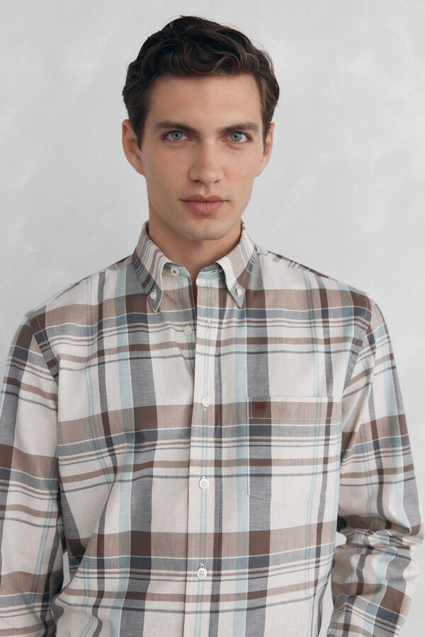 Pedro del Hierro Soft checkered twill Beige