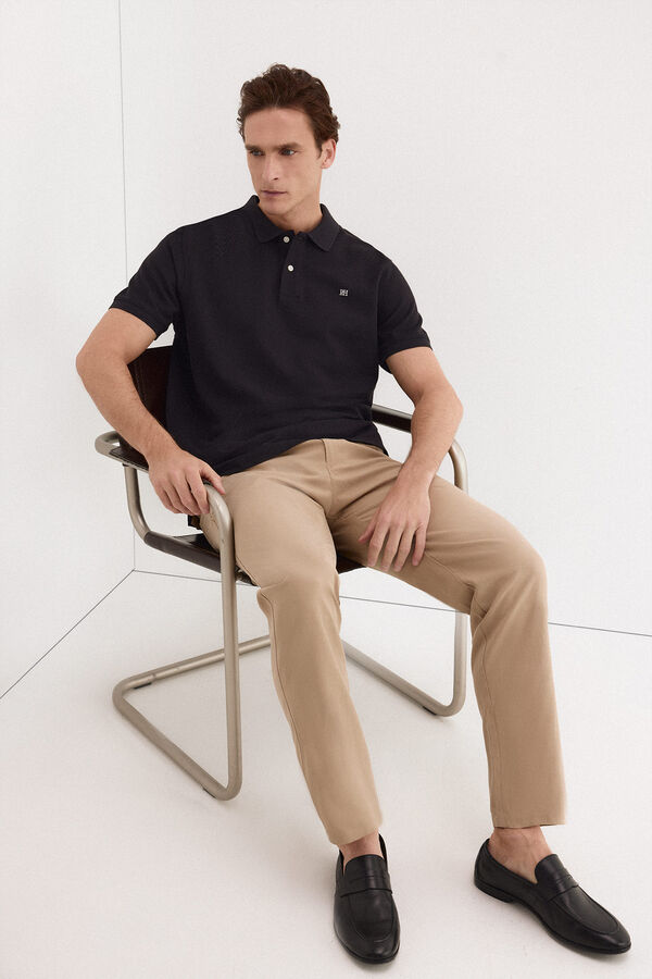 Pedro del Hierro Piqu&eacute; basic polo shirt Black
