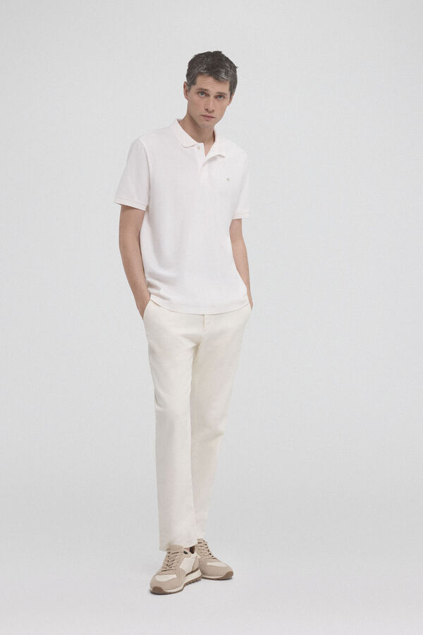 Pedro del Hierro Basic polo shirt with embroidered logo Ecru