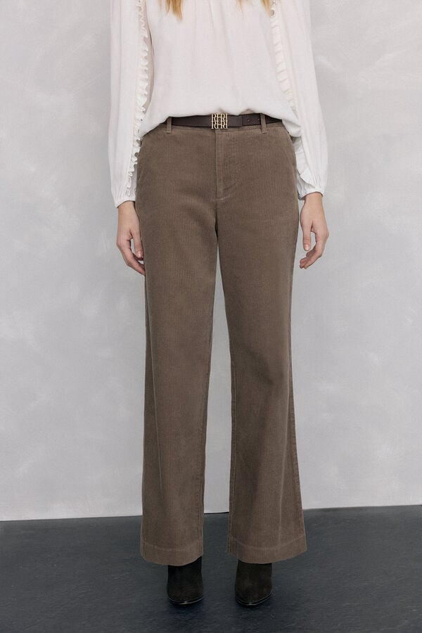 Pedro del Hierro Pantalones pana wide leg classic Marrón