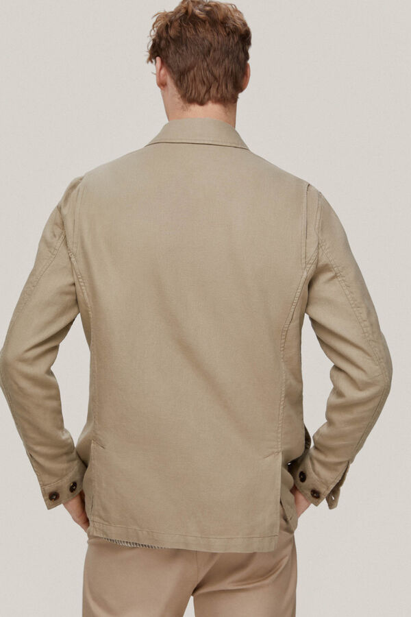Pedro del Hierro Cotton and linen safari jacket Beige