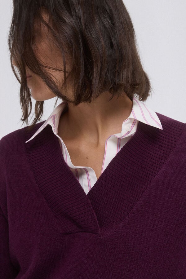 Pedro del Hierro Basic V sweater Purple