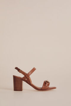 Pedro del Hierro Heeled sandal with chain Brown