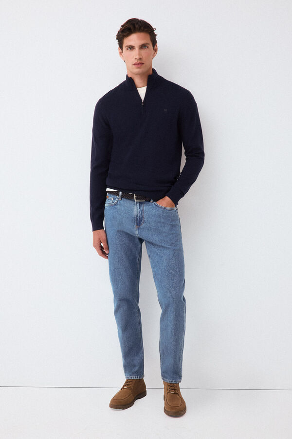 Pedro del Hierro Premium cotton silk cashmere knit jumper Blue