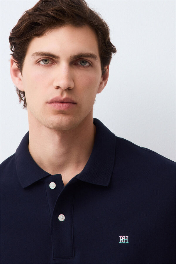 Pedro del Hierro Piqu&eacute; basic polo shirt Blue
