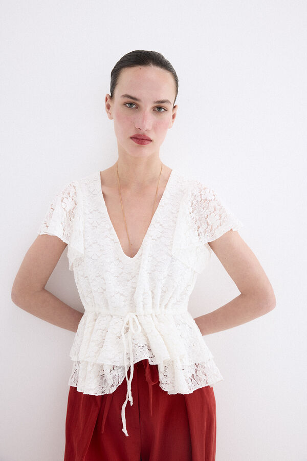 Pedro del Hierro Textured V-neck T-shirt White