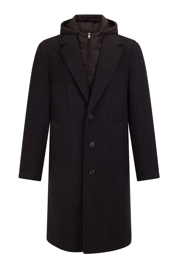 Pedro del Hierro Grey herringbone coat with removable lining  Grey