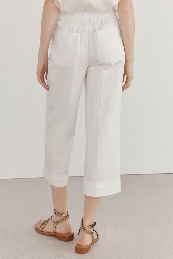 Pedro del Hierro Wide leg poplin trousers Ecru