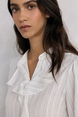 Pedro del Hierro Blusa riscas com folho Vários