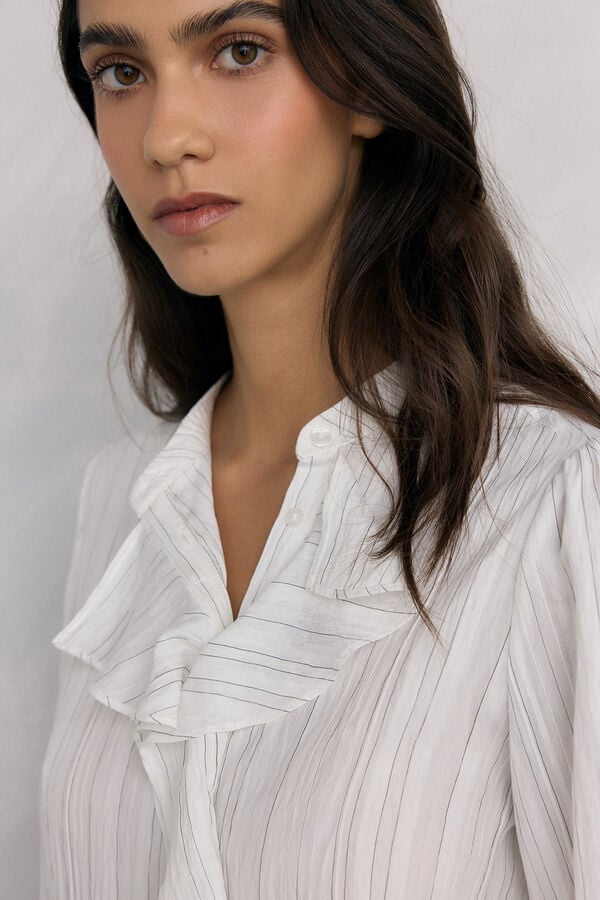 Pedro del Hierro Blusa riscas com folho Vários