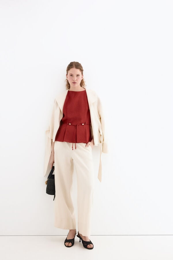 Pedro del Hierro Linen belted top Orange