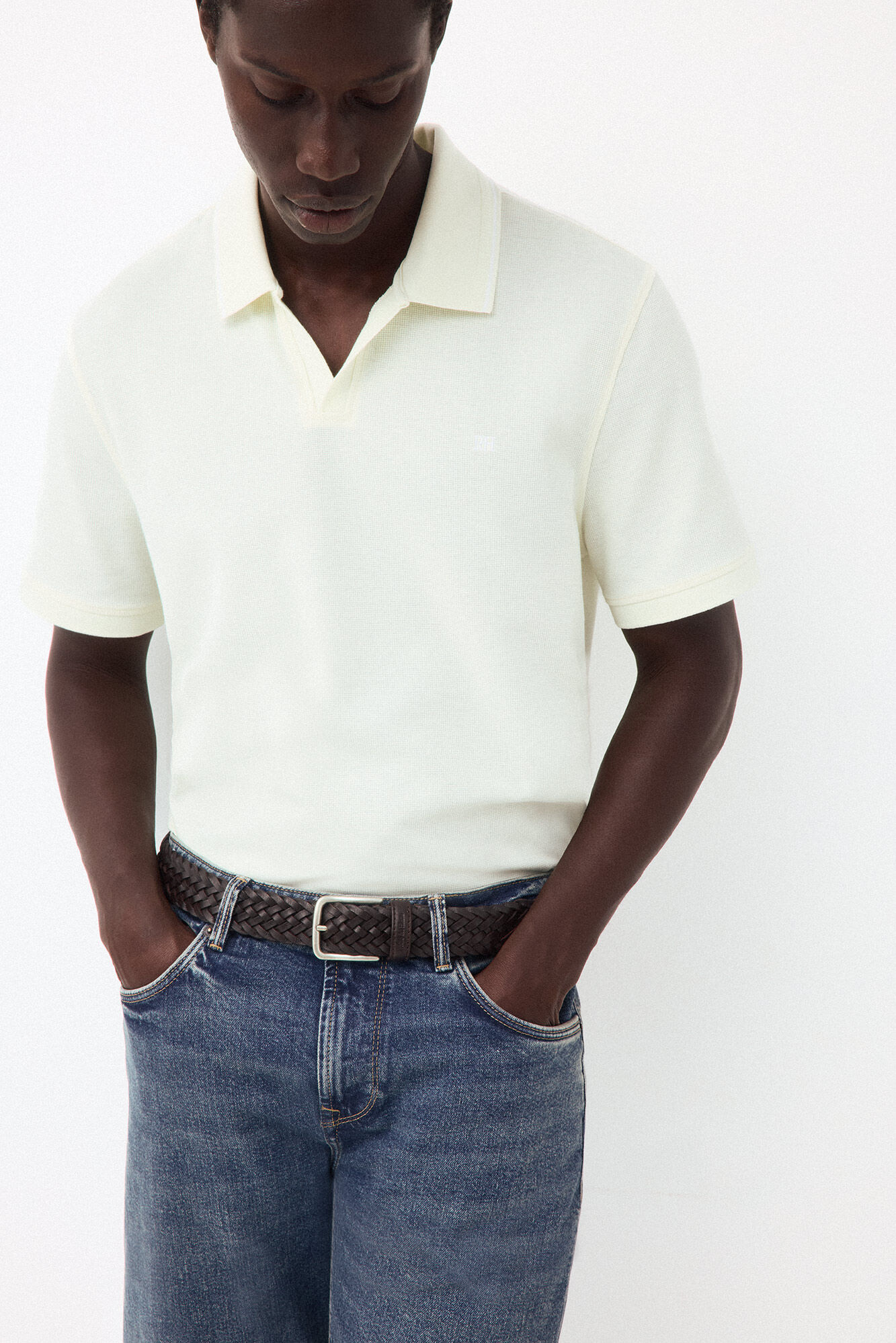 Pedro del Hierro Structured open neck polo shirt