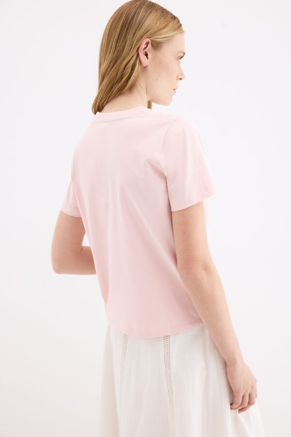 Pedro del Hierro T-shirt de manga curta com logo met&aacute;lico Rosa