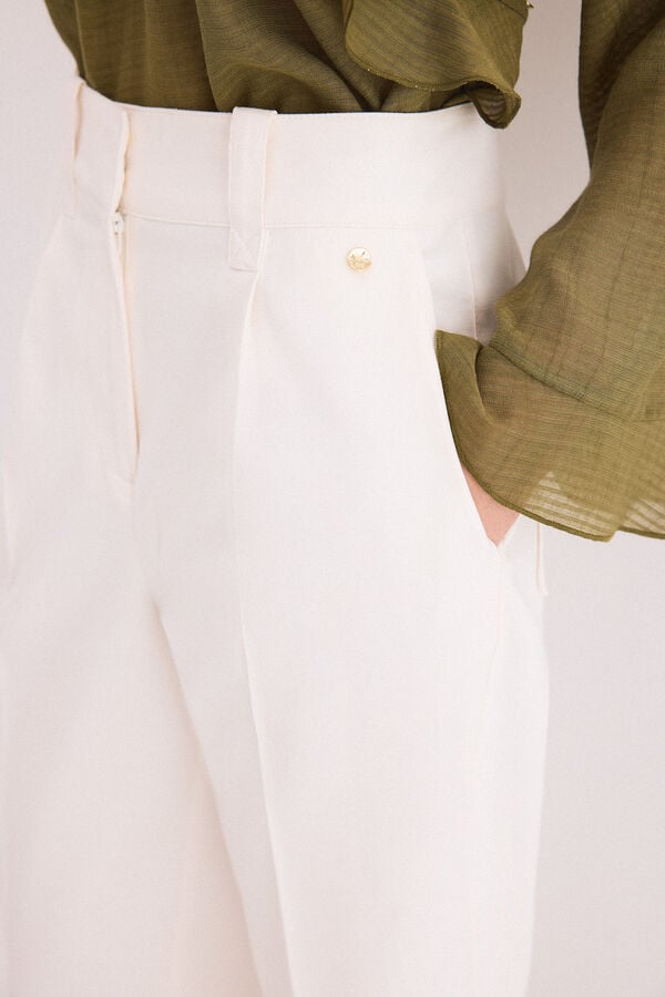 Pedro del Hierro Pleated trousers Ecru