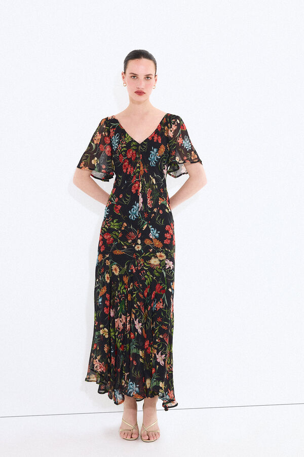 Pedro del Hierro Vestido largo estampado cortes Azul