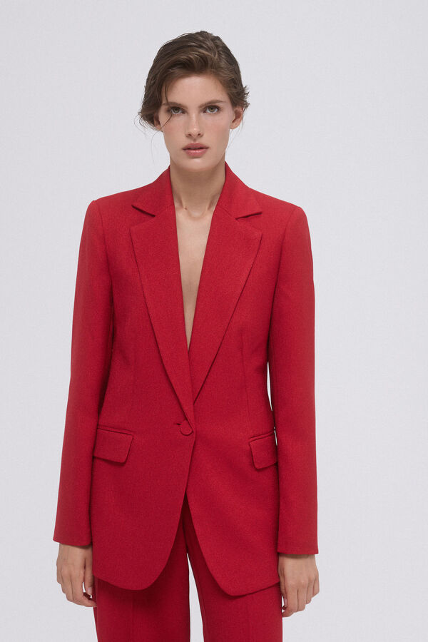 Pedro del Hierro Two- buttons covered suit blazer Red