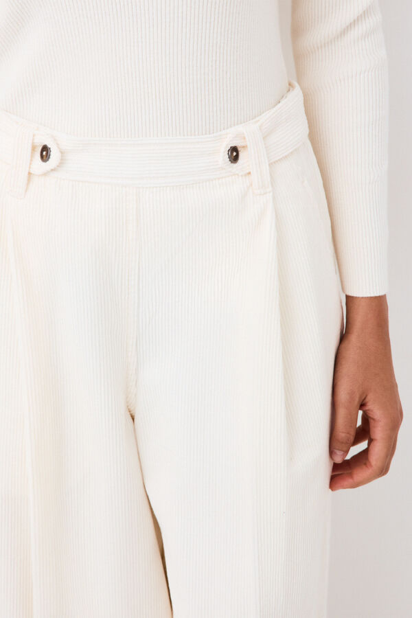 Pedro del Hierro Cal&ccedil;as wide leg cropped em bombazina Ecru